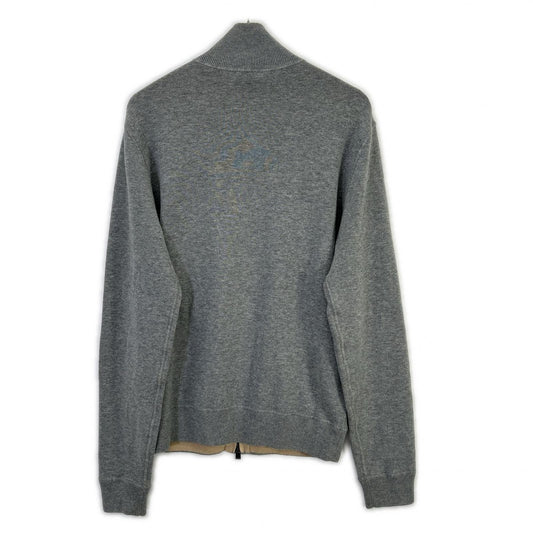 HUGOBOSS Cotton Zip-Up Cardigan Gray Size S