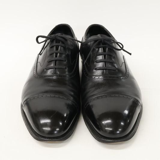 EDWARDGREEN Leather Punched Cap-Toe Shoes Black Size UK 8.5