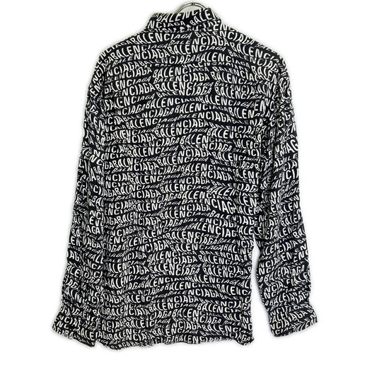 BALENCIAGA 508467 All-over Logo Rayon Shirt Size 38
