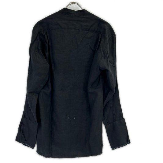 GREG LAUREN Black Cutoff Linen Shirt Size 2
