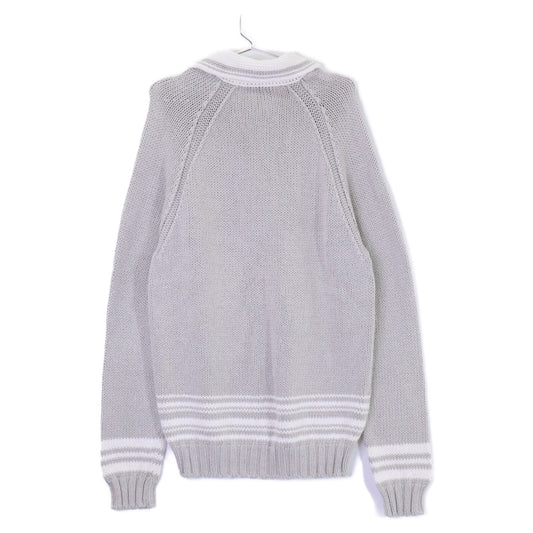 HERMES Cashmere Blend Low-Gauge Sweater Gray Size L