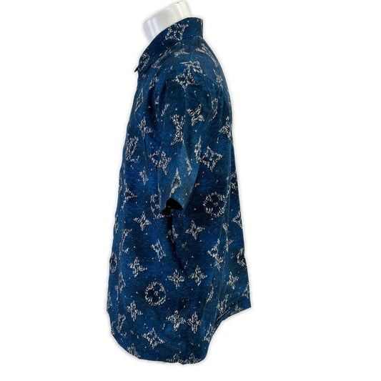 LOUIS VUITTON Monogram Print Short Sleeve Shirt Size M