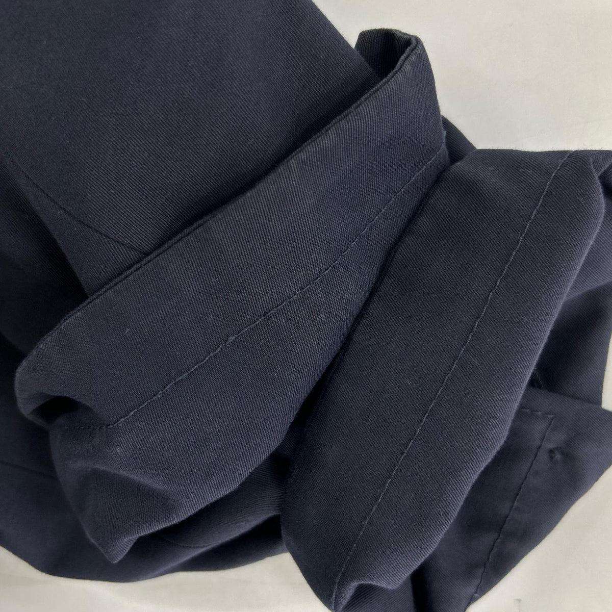 HERMES Lamb Leather Panel Half Coat Navy Size 52