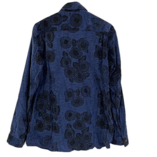 ISSEY MIYAKE MEN Corduroy Rose Pattern Shirt Blue Size 3