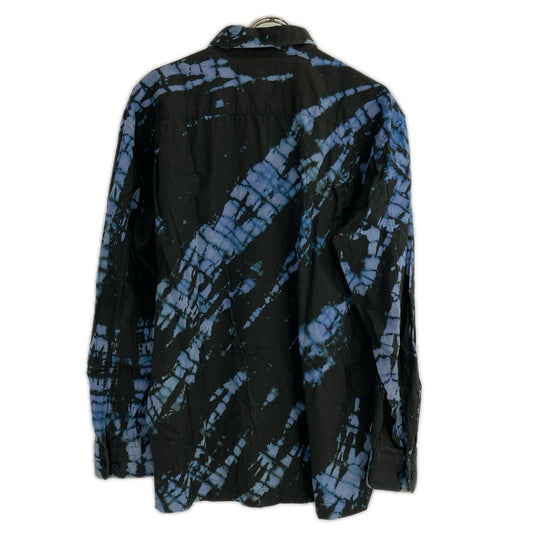 ISSEY MIYAKE MEN Black Blue Tie-Dye Pattern Shirt Size 3