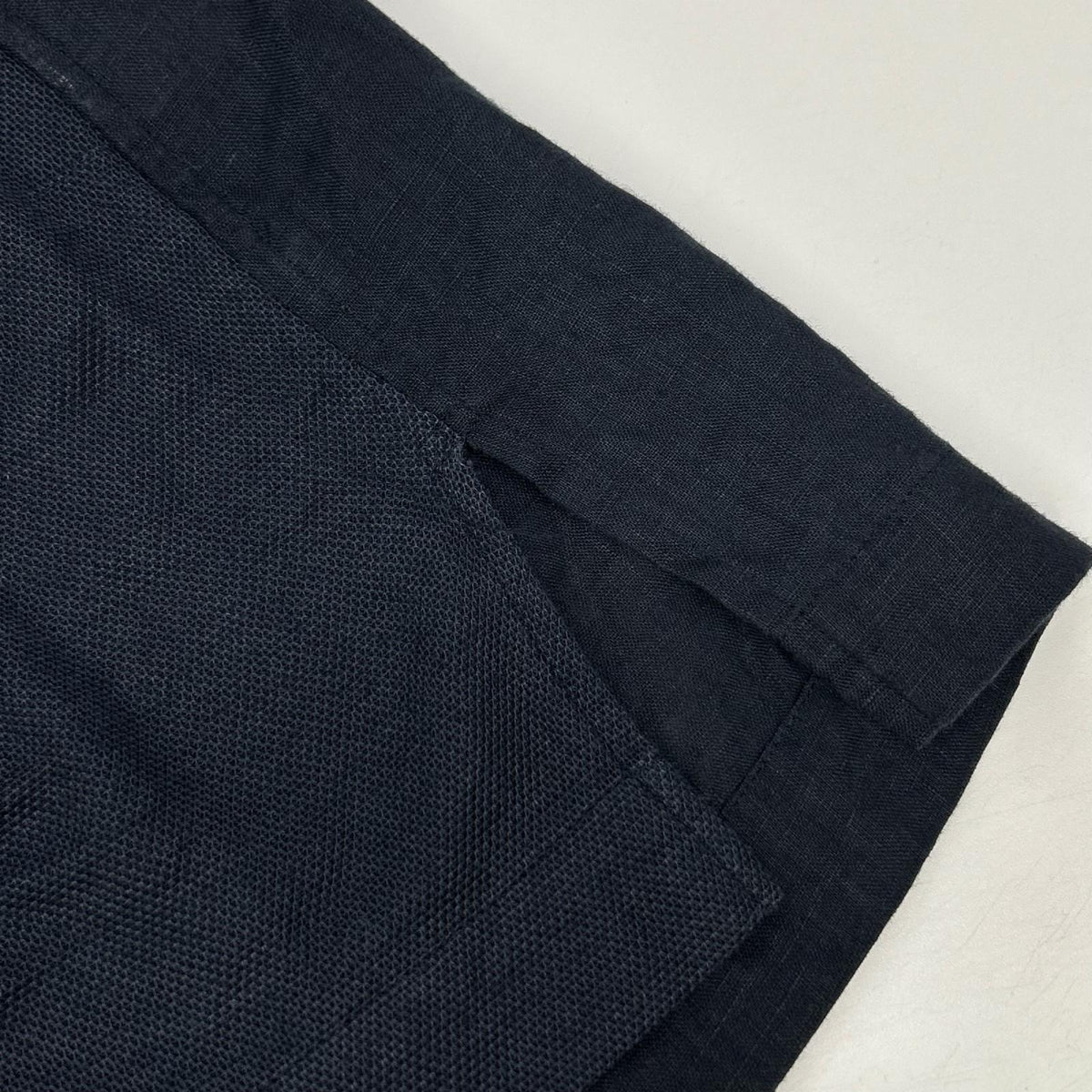 ISSEY MIYAKE MEN Navy Linen Band Collar Shirt Size 3