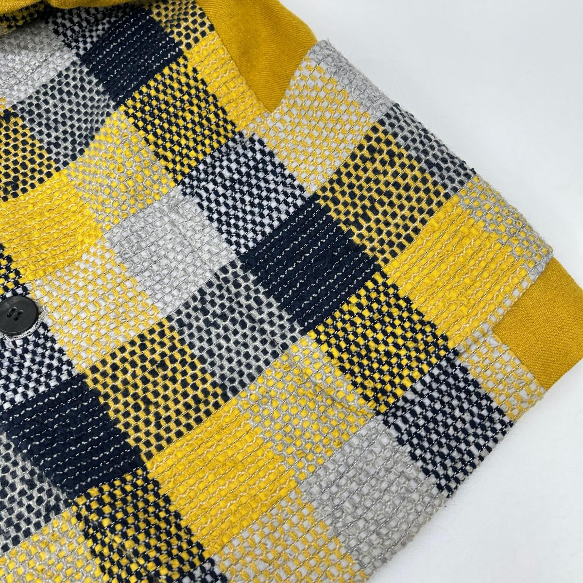 ISSEY MIYAKE MEN Sashiko Check 2B Blazer Yellow/Navy Size 2