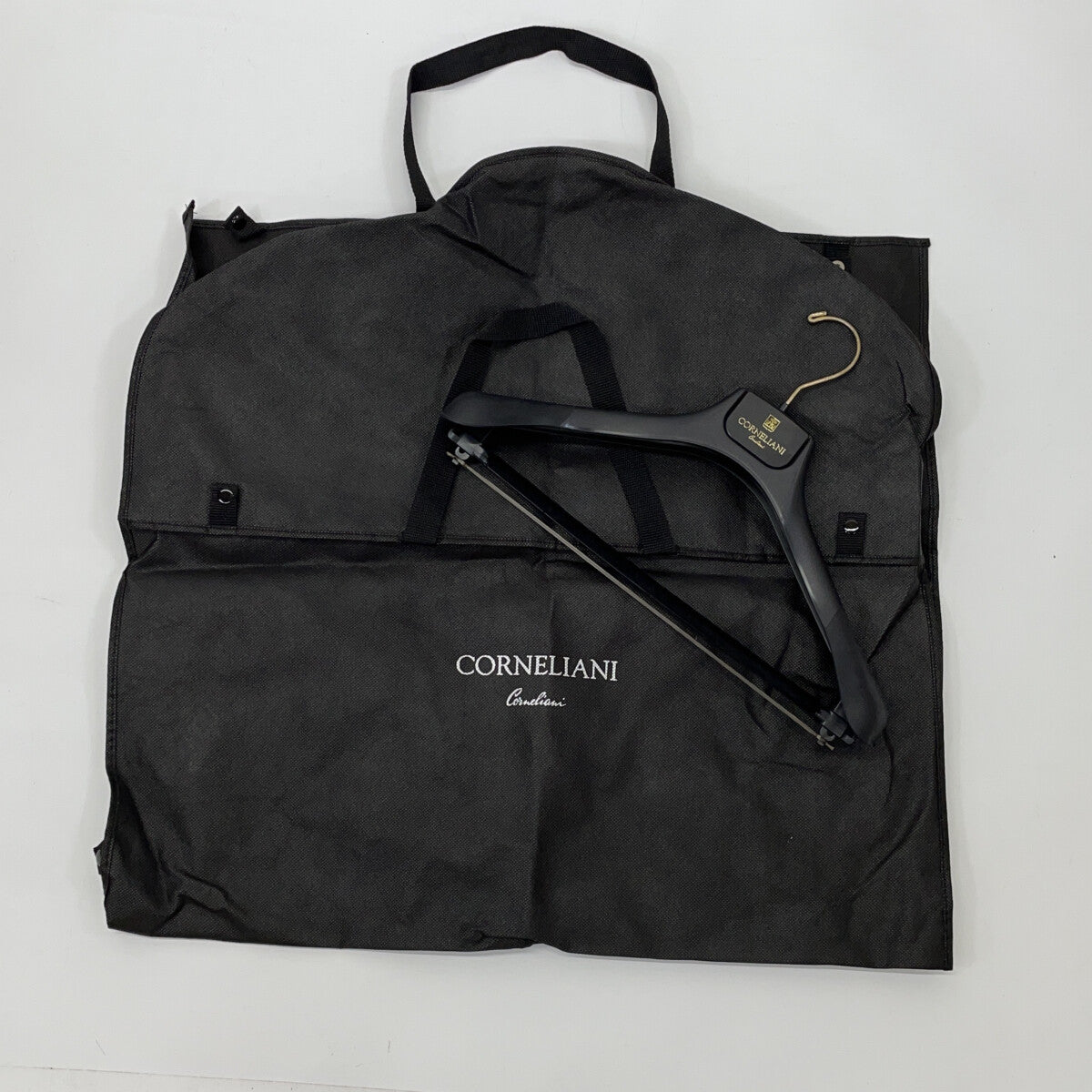 CORNELIANI Black Wool Stripe Suit Size 46