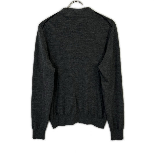 GUCCI Gray Wool Knit Cardigan with Chest Logo Size M
