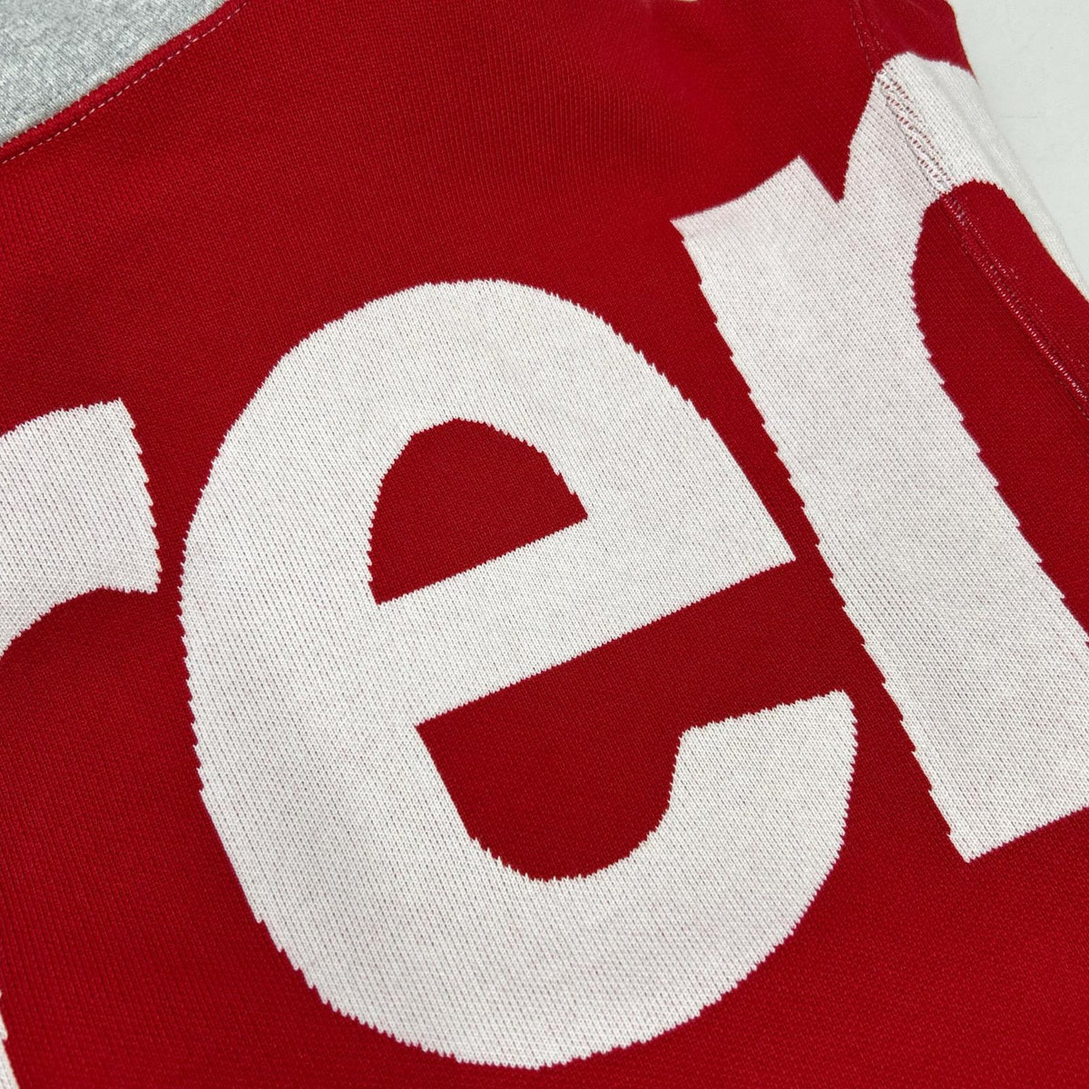 Supreme Gray Big Logo Jacquard Hoodie Size S