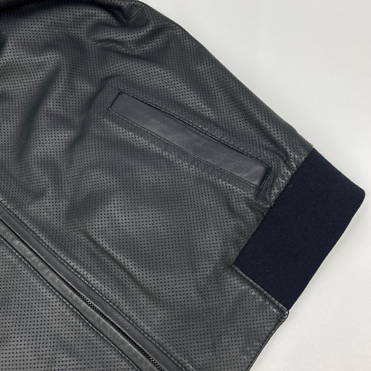EMMETI Black Perforated Leather Jacket Size 50