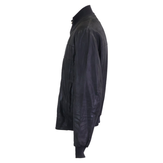ISAIA Nubuck Leather Zip-Up Blouson Jacket Black Size 52