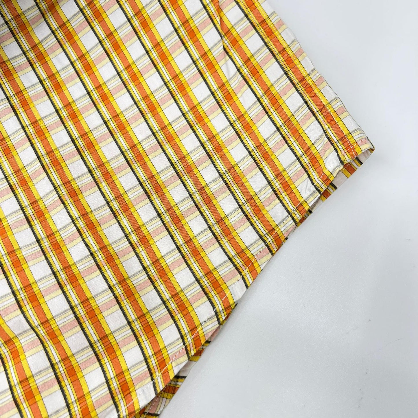 HERMES Orange/White Check Selier Long Sleeve Shirt Size 41/16
