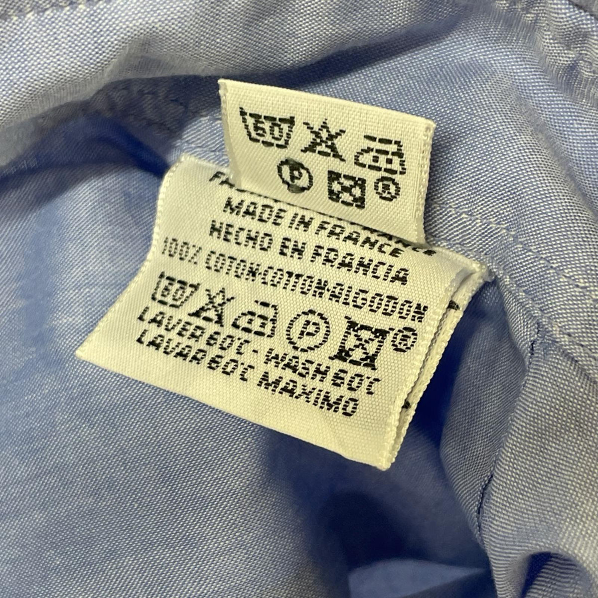 HERMES Long Sleeve Shirt Sellier Button Blue Size 42-16 1/2 Size 42-16 1/2