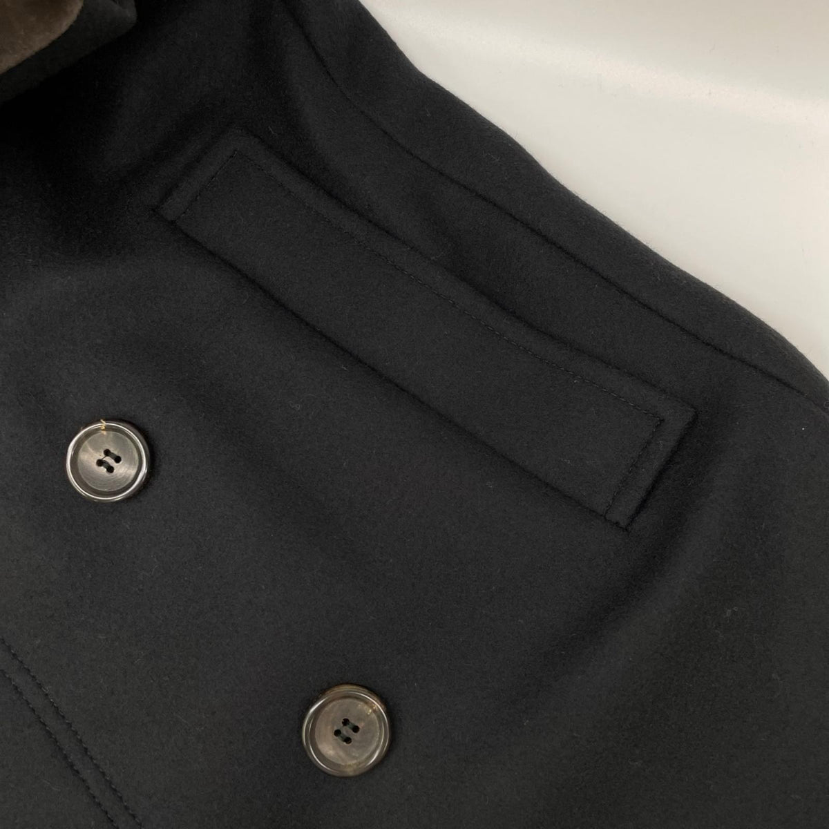 GUCCI Hooded Suede Trim Double Wool Coat Black Size 46