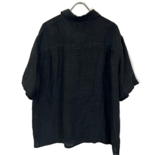 LOEWE Black Linen Anagram Pocket Short Sleeve Shirt Size 40