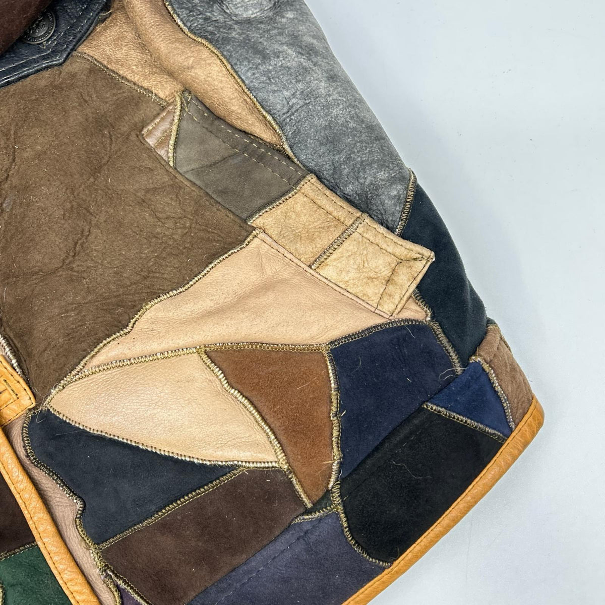BONBEC Patchwork Mouton Jacket Brown Size M