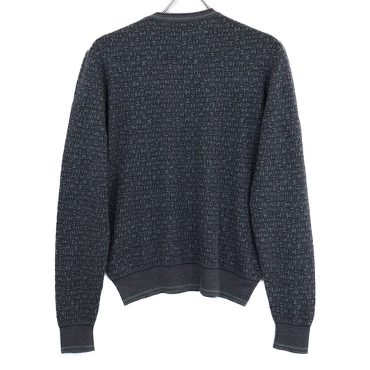 HERMES Gray H-Logo Cashmere Silk Knit Sweater Size M