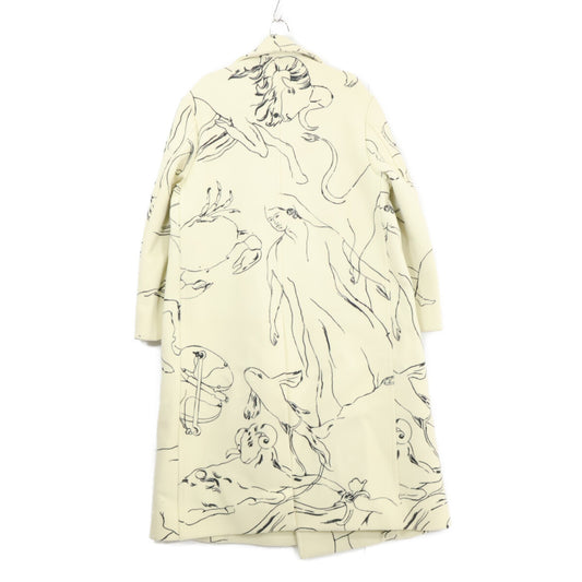 JIL SANDER 22AW Patterned Wool Coat White Size 44