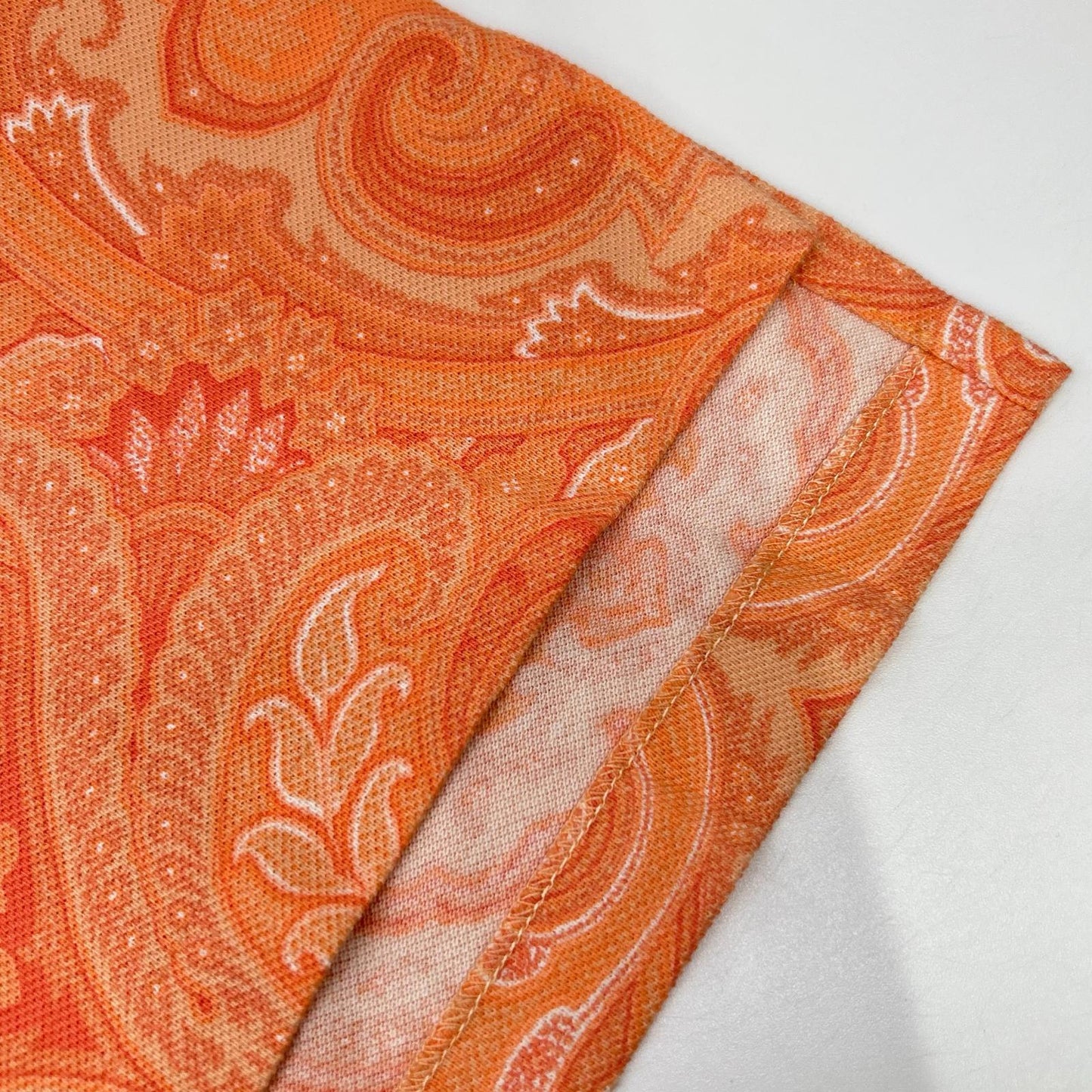 ETRO Salmon Pink Cotton Paisley Short Sleeve Polo Size S