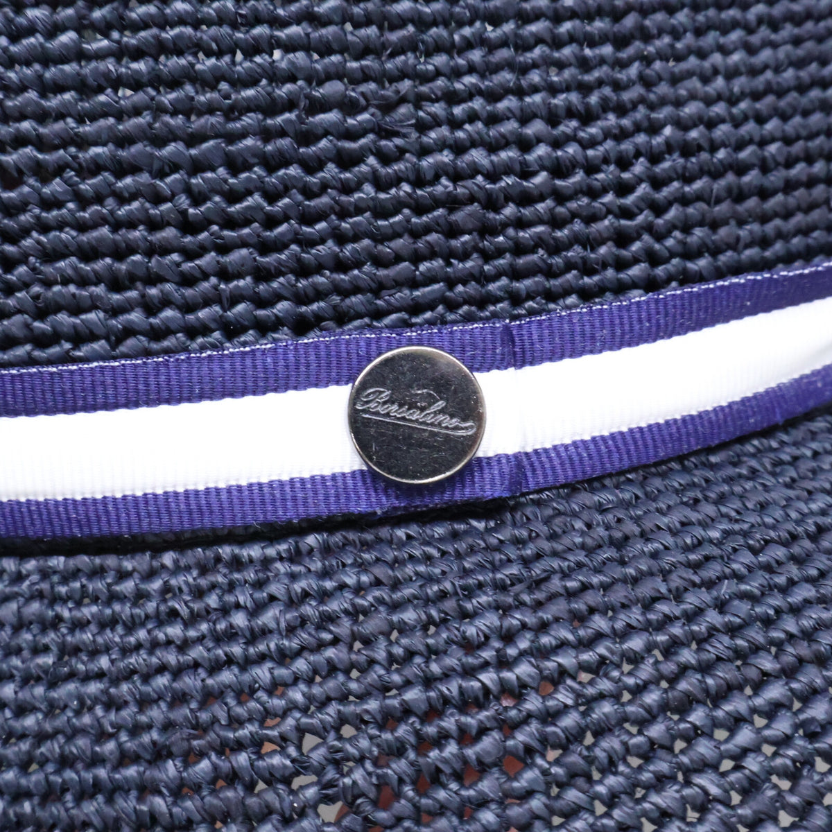 Borsalino Navy Raffia Cloche Rollable Hat Size 56