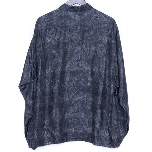 GOLD Paisley Pattern Silk Twill Open Shirt Black Size M