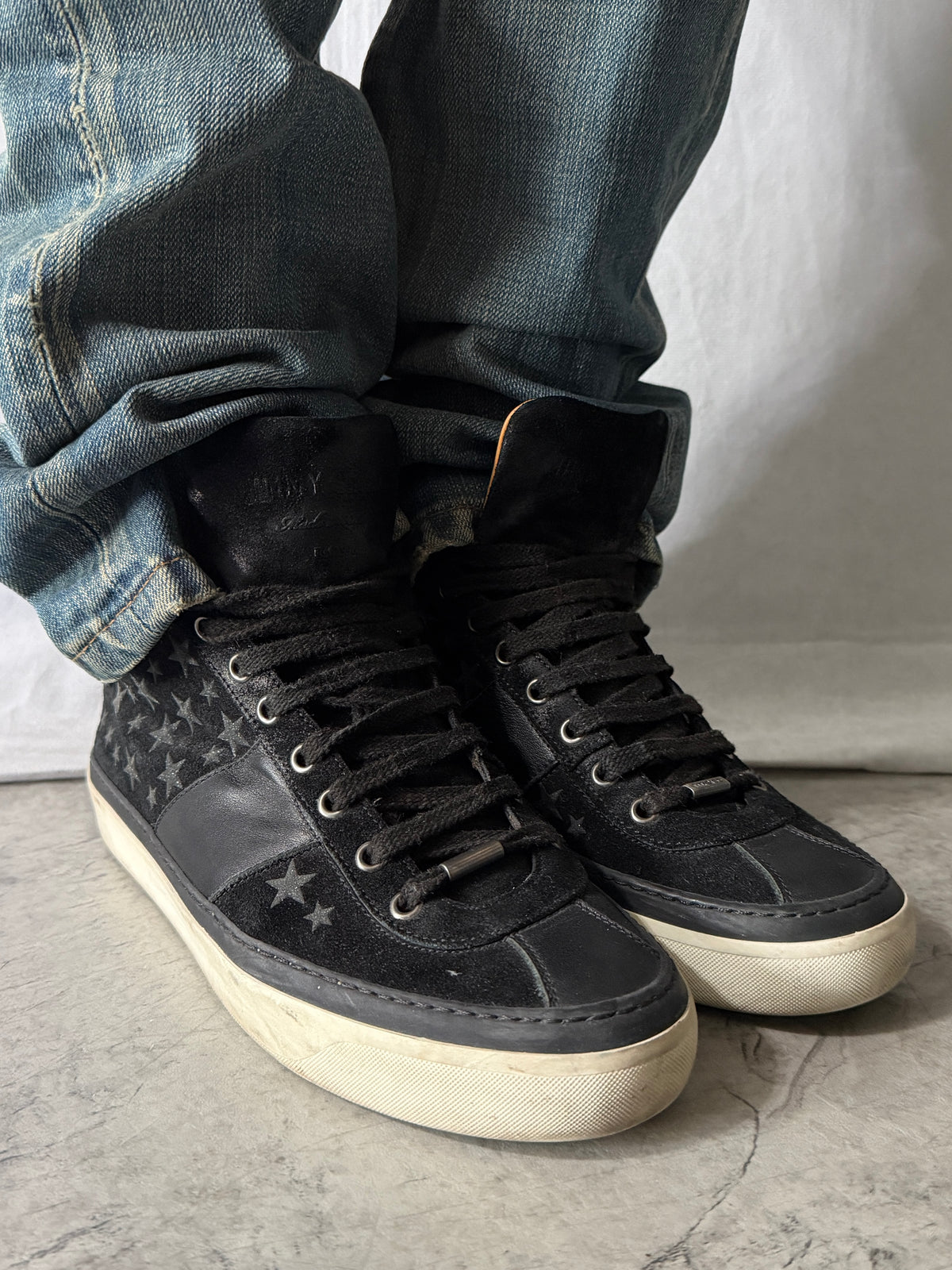 JIMMY CHOO Star Suede High Top Sneakers Size EU 40