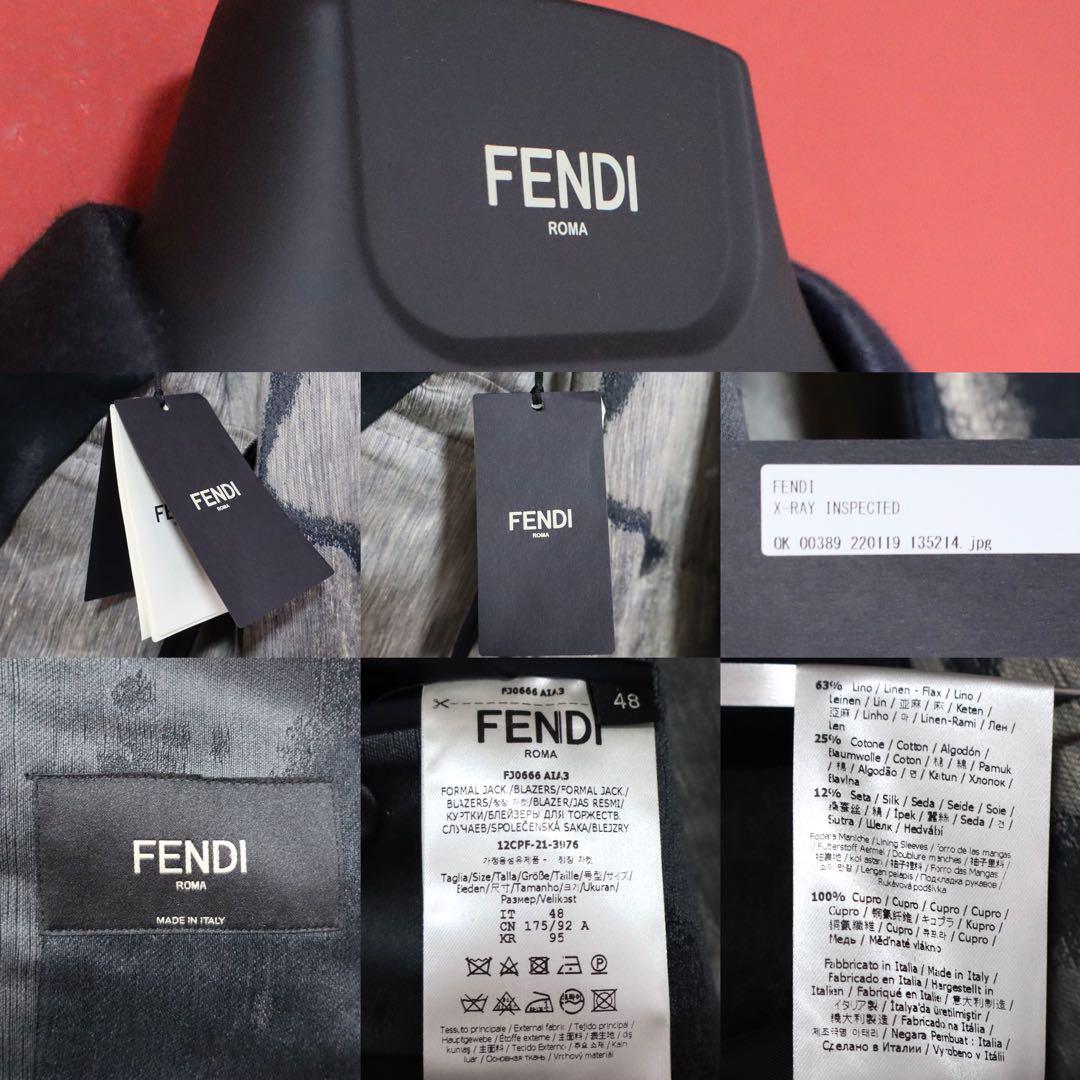 Fendi Silk-Blend Patterned 2-Button Tailored Jacket Size 48