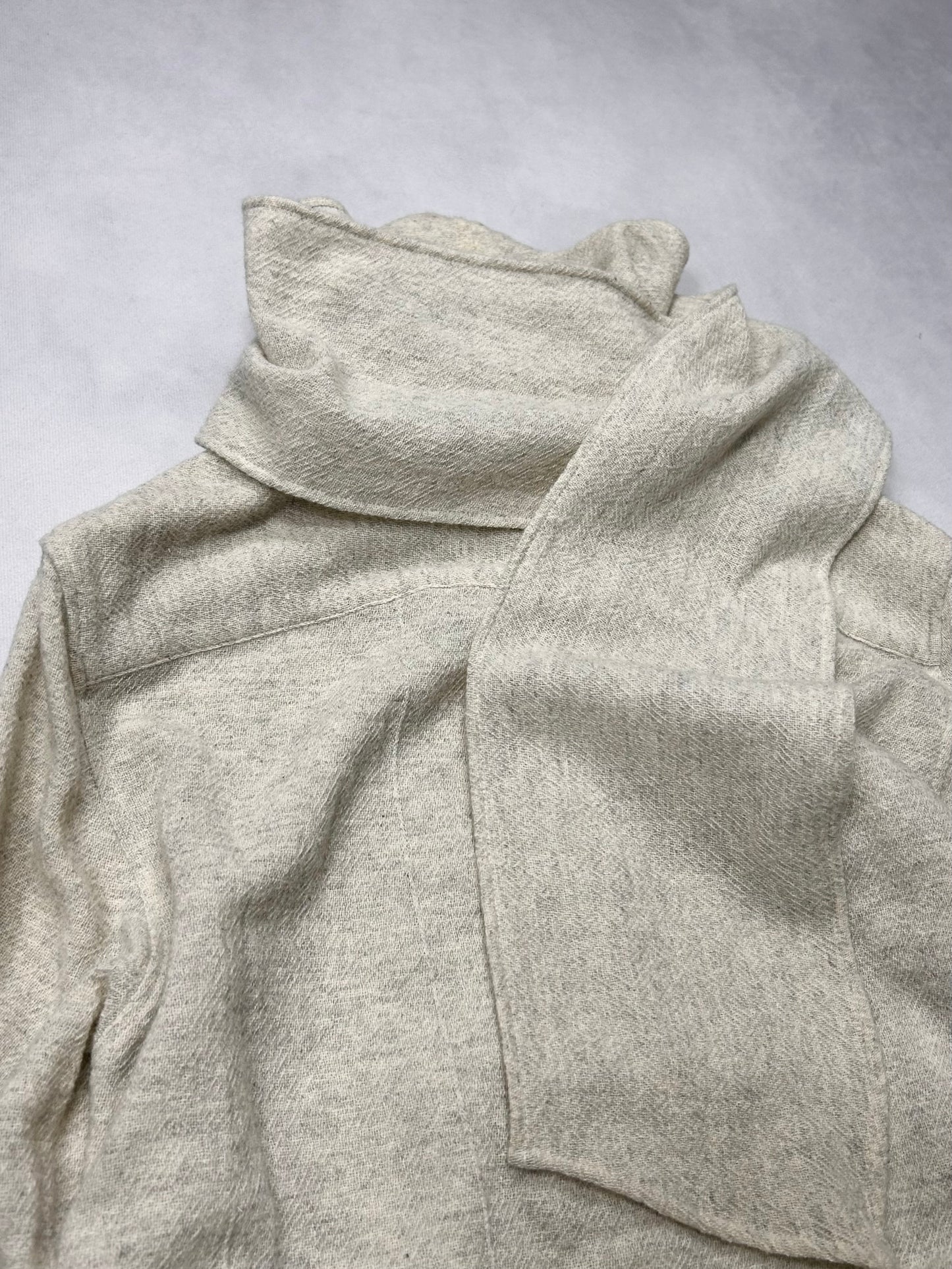 Raf Simons Scarf Collar Wool Shirt (F/W 08) Beige Size 44