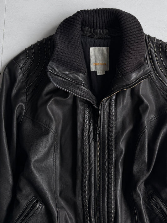 DIESEL Black Vein Sheep Leather Jacket Size XS
