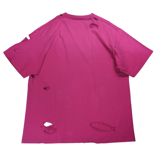 BALENCIAGA Logo Printed Destroyed T-Shirt Red Size S
