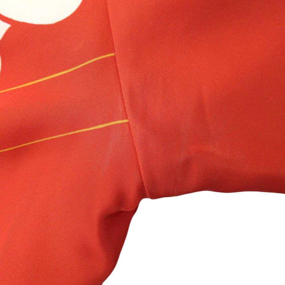 GUCCI Silk Twill Dog Print Open Collar Shirt Red Size 44