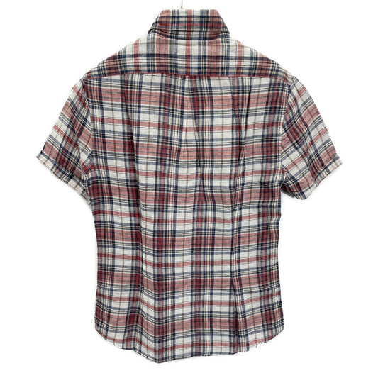 BRUNELLO CUCINELLI Linen Check Short Sleeve BD Shirt Size XS