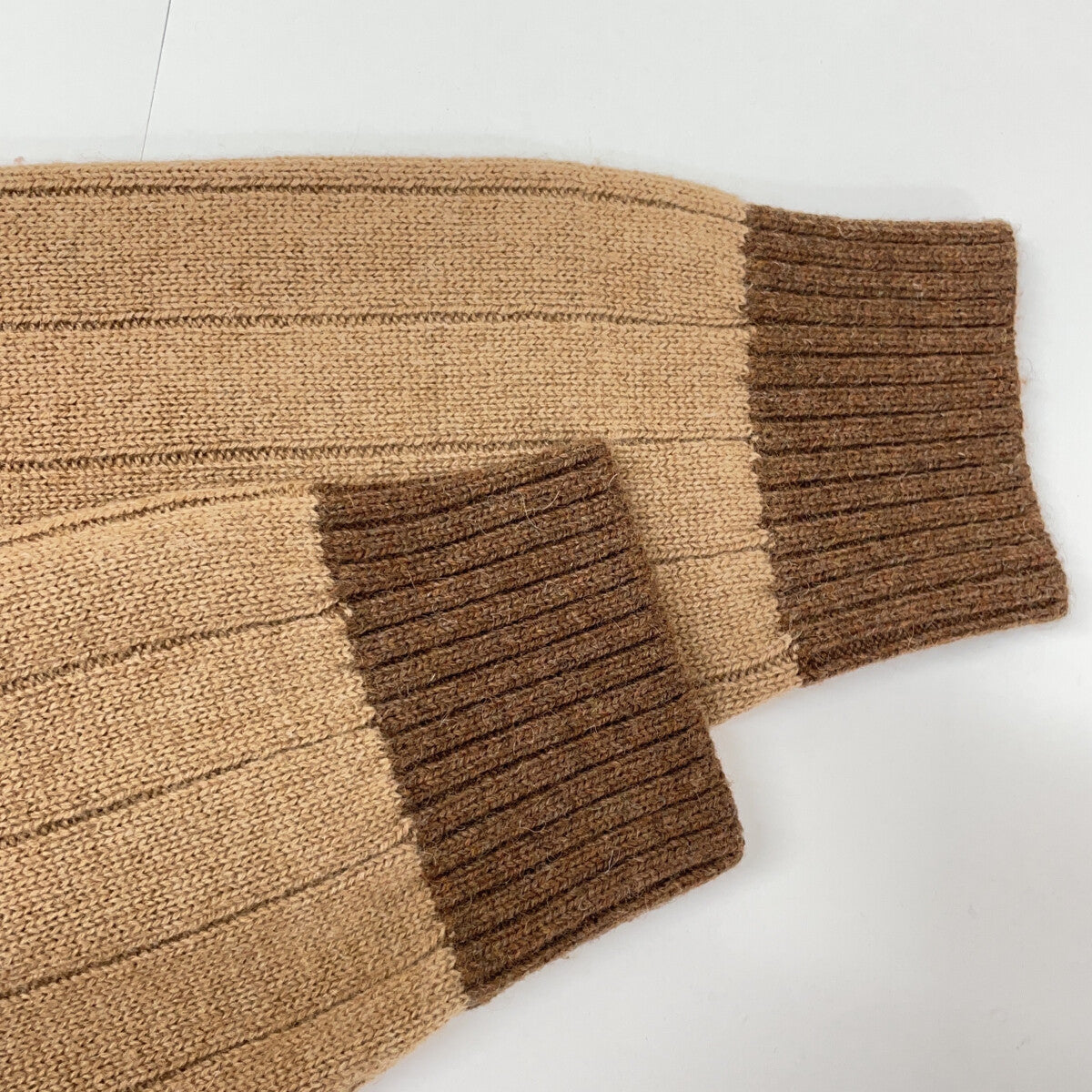 GUCCI Camel Rib Knit Sweater w/ Web Stripe Brown Size XL