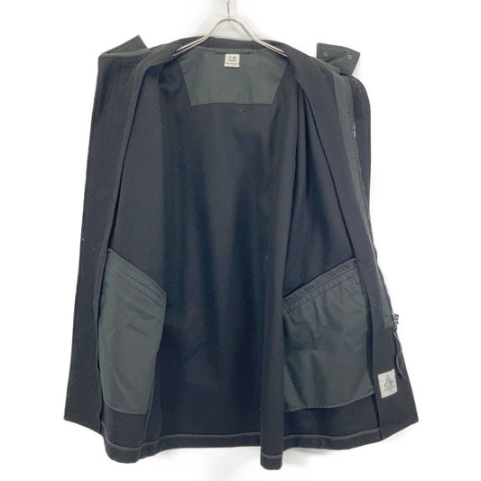 C.P.COMPANY Black Wool Nylon Oversized Hooded Coat Size S