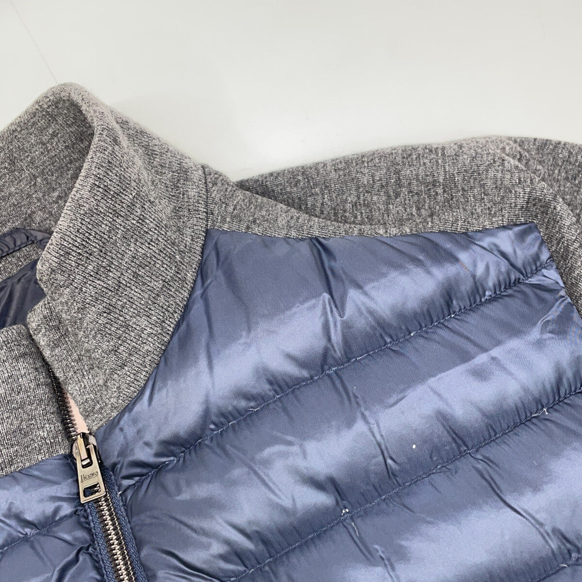 HERNO Navy Charcoal Hybrid Down Jacket Size 46