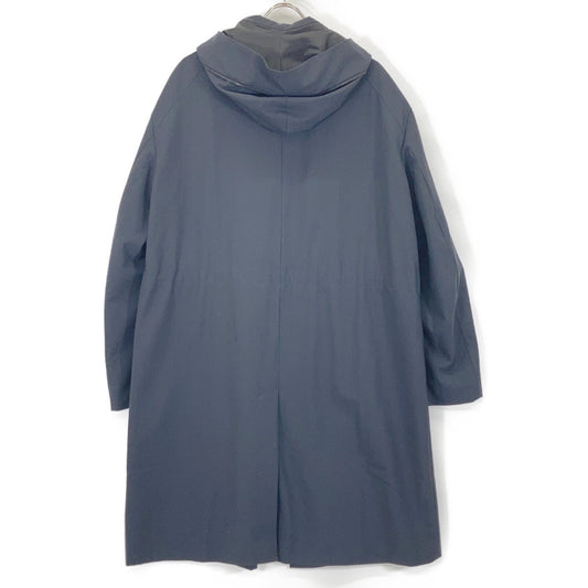 EMPORIOARMANI Navy Lambswool Hooded Zip Long Coat Size 50