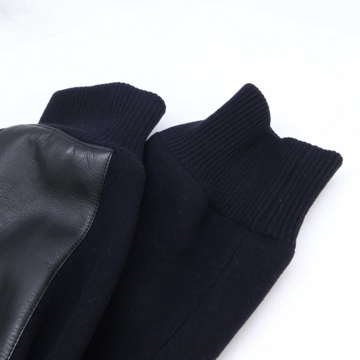 HERMES Wool Calfskin Stand Collar Combo Jacket Size 58