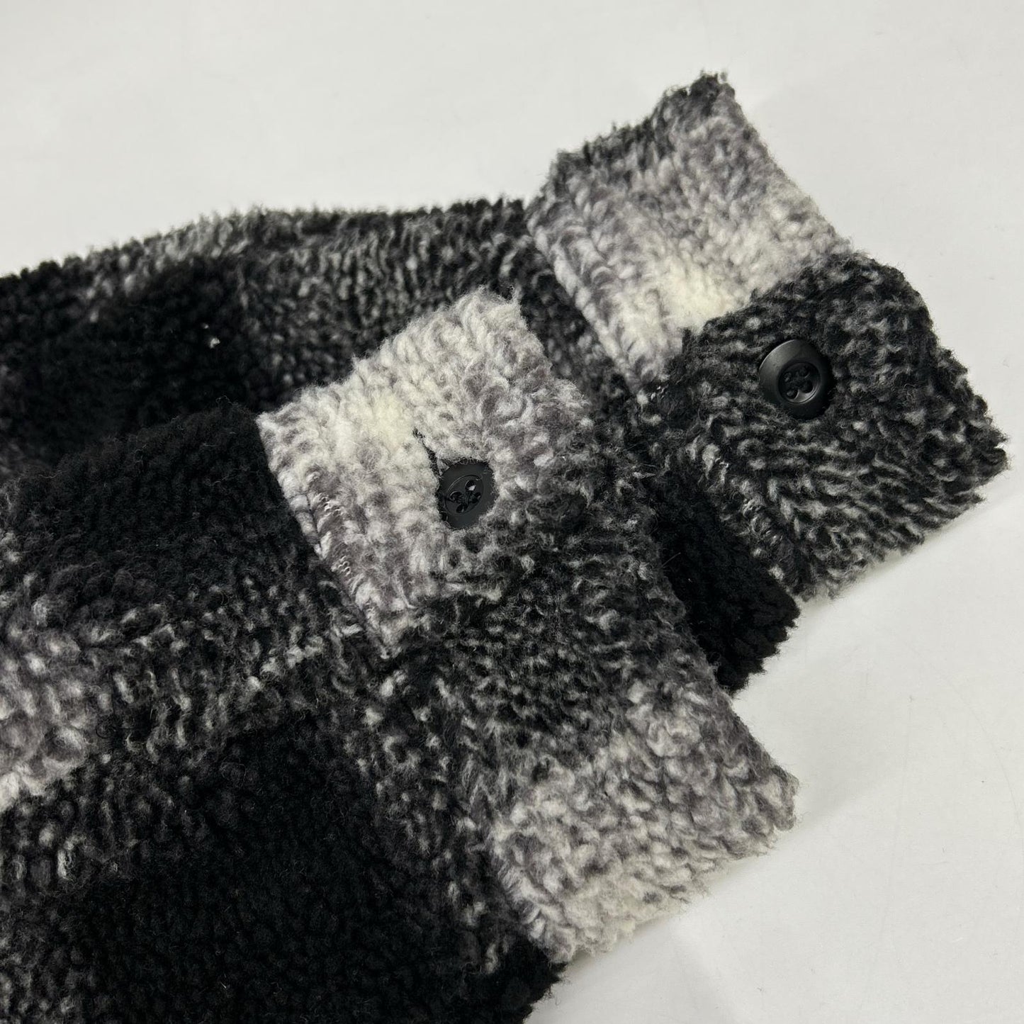 Stussy Plaid Sherpa Jacket Black/White Polyester Size XL