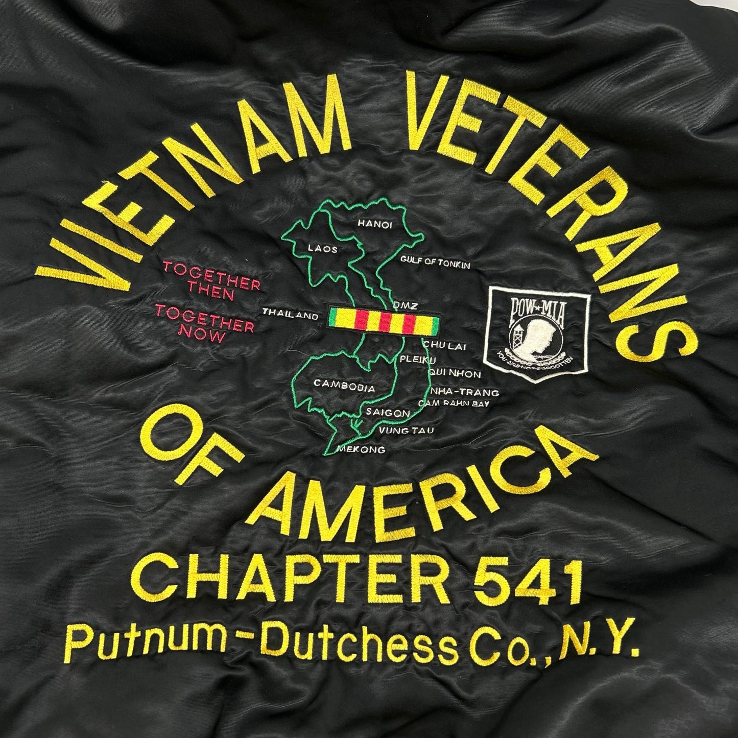 VINTAGE 90s Vietnam Veterans Nylon Jacket Black Size XL