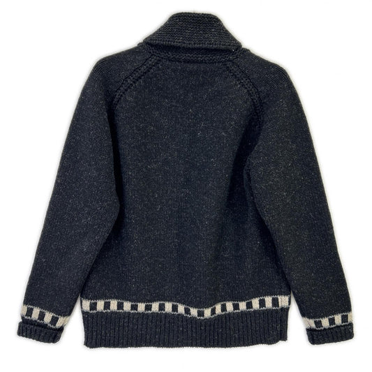 NIGEL CABOURN Black/White Zip Knit Jacket Size 46