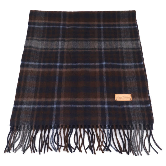 LOUIS VUITTON Cashmere Wool Tartan Check Fringe Scarf