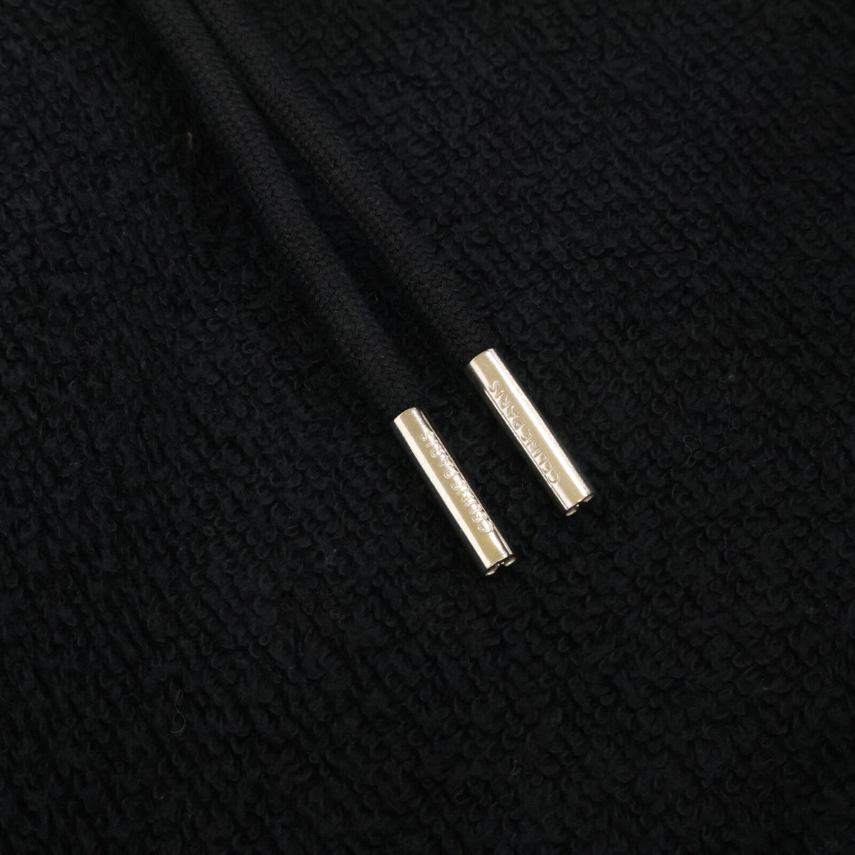 CELINE 24SS Logo Embroidered Terry Hoodie Black Size XL