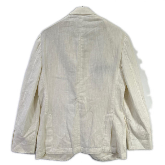LARDINI White Cotton Shadow Stripe Lapel Jacket Size 48