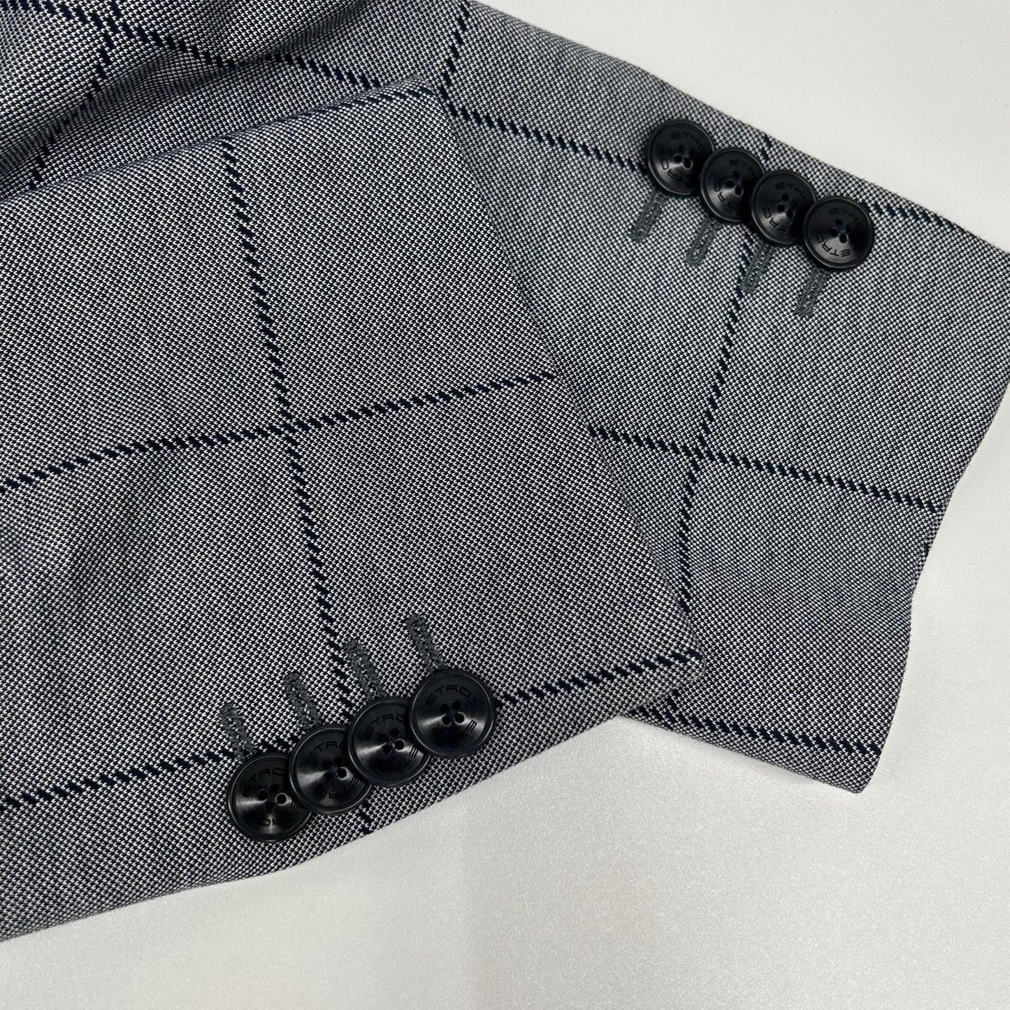 ETRO Nuovo Jersey Check 2B Blazer Gray Size 44