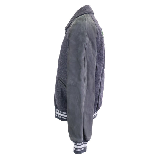 LOUIS VUITTON Virgil Abloh Leather Wool Jacket Gray Size 46