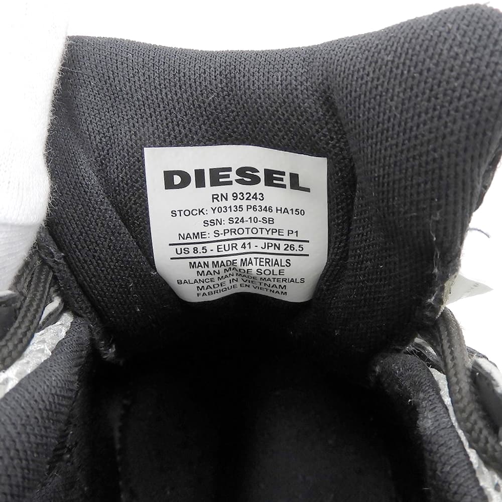 cm Y DIESEL S-PROTOTYPE P1 Sneakers Black/White Size 8.5(US)