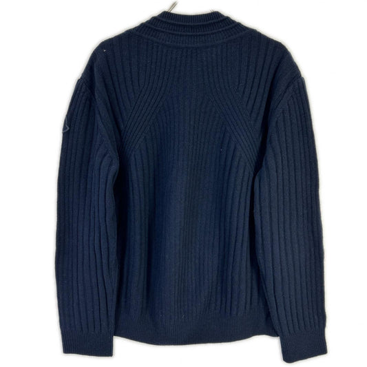 MONCLER 22 Wool V-Neck Logo Patch Knit Sweater Navy Size M