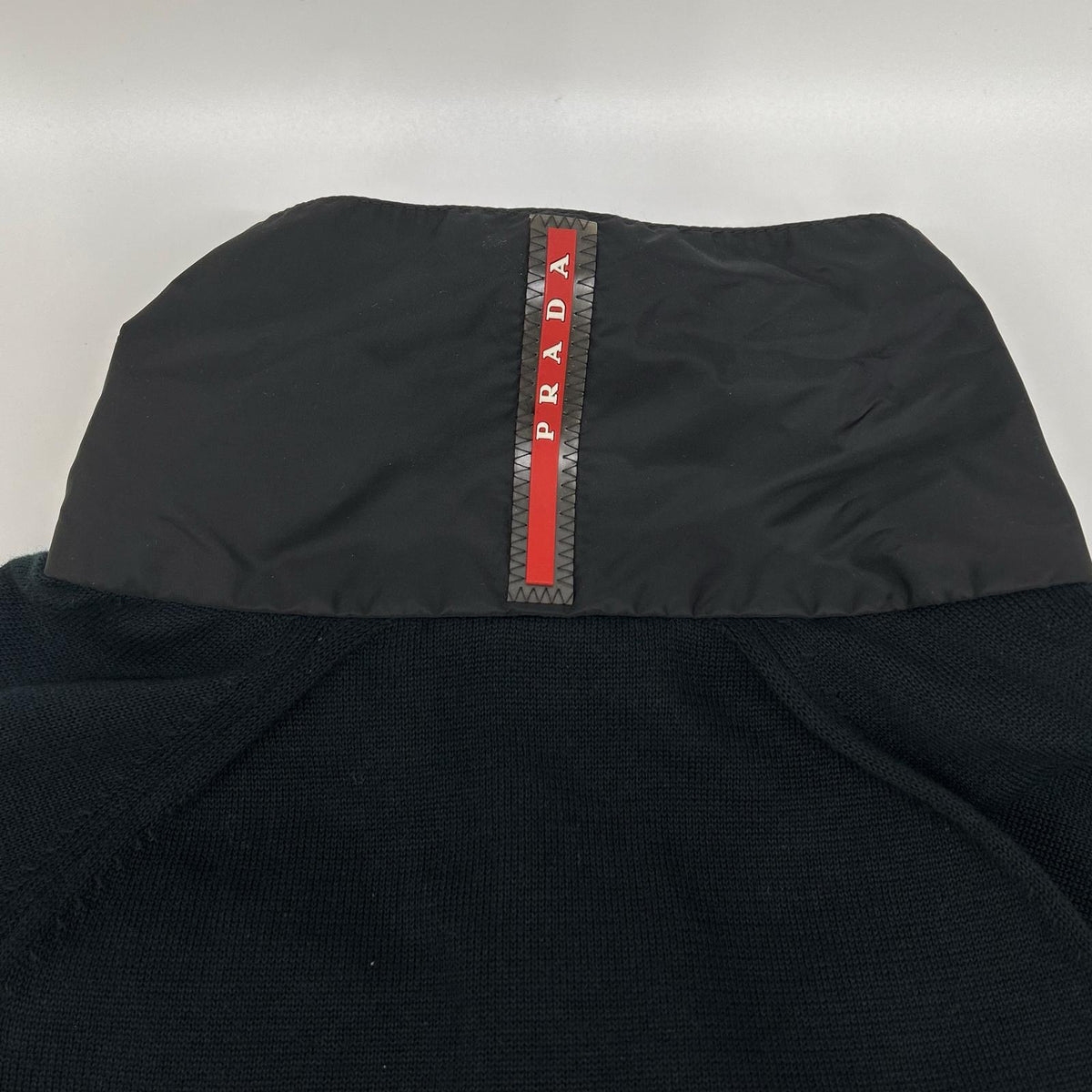 PRADA SPORT 11 Nylon Knit Panel Track Jacket Black Size 48