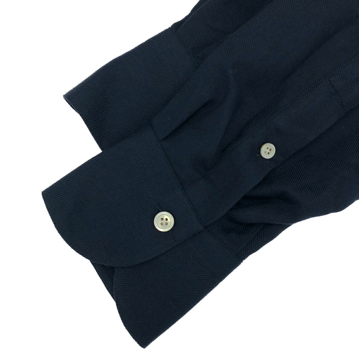 finamore Navy Cashmere Blend Long Sleeve Shirt Size L